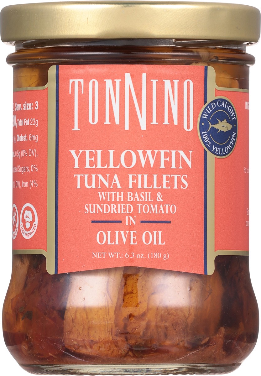 slide 11 of 13, Tonnino Yellowfin Tuna Fillets with Basil & Sundried Tomato in Olive Oil 6.3 oz, 6.3 oz