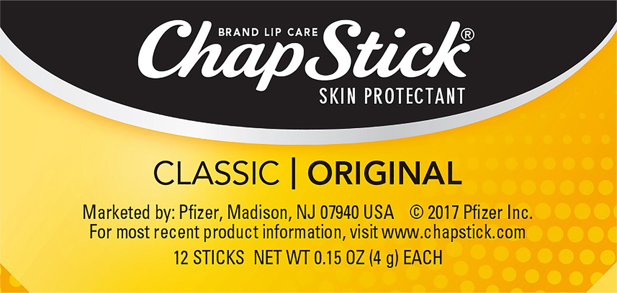 slide 4 of 6, ChapStick Classic Original Skin Protectant 12 - 0.15 oz Sticks, 12 ct