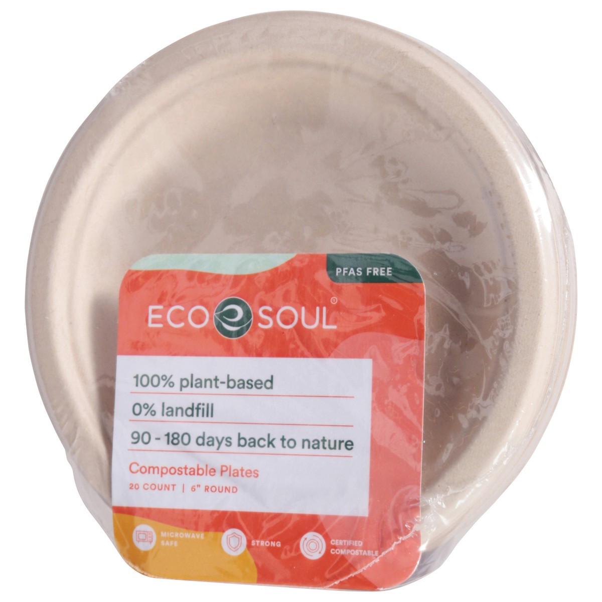 slide 2 of 9, Eco Soul Plates, Compostable, 6 Inch Round, 20 ct