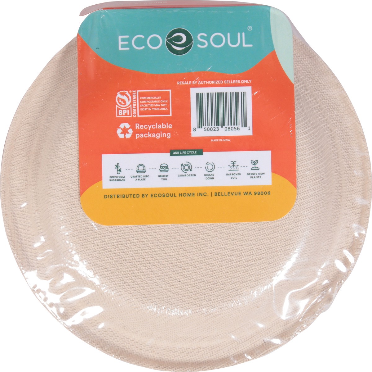 slide 4 of 9, Eco Soul Plates, Compostable, 6 Inch Round, 20 ct