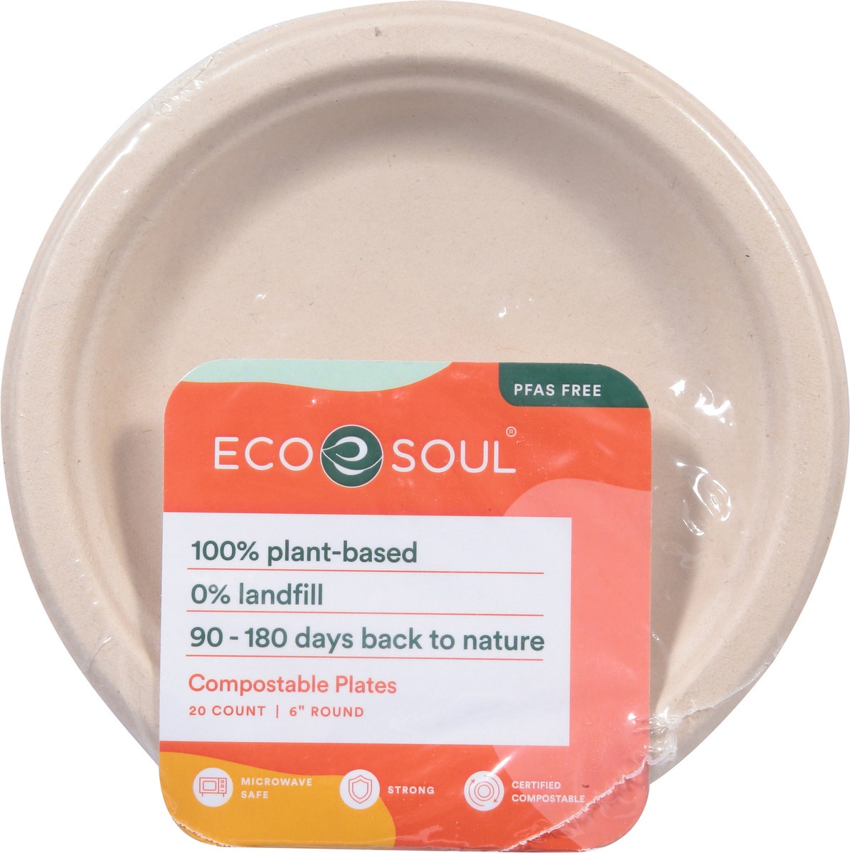 slide 3 of 9, Eco Soul Plates, Compostable, 6 Inch Round, 20 ct