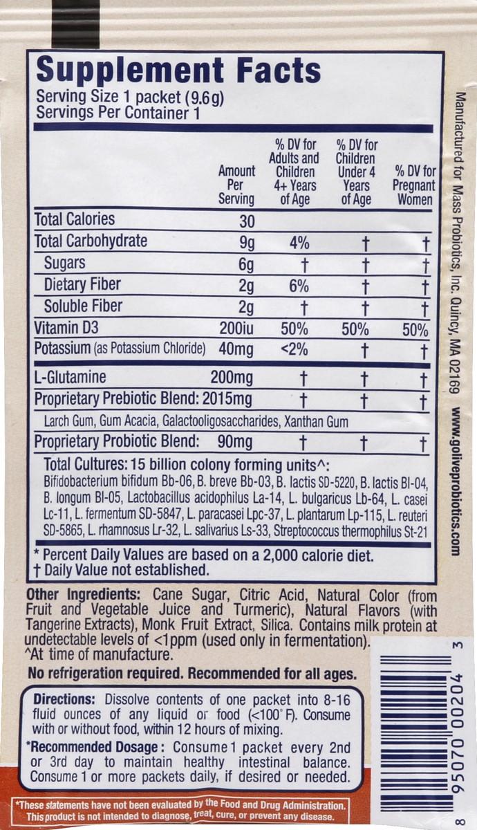 slide 2 of 3, GoLive Probiotic & Prebiotic Supplement - 0.34 oz, 0.34 oz