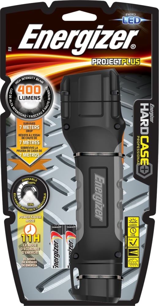 slide 1 of 1, Energizer Projectpro Led Hard Case Flashlight With 2 Aa Batteries - Black, 3 ct