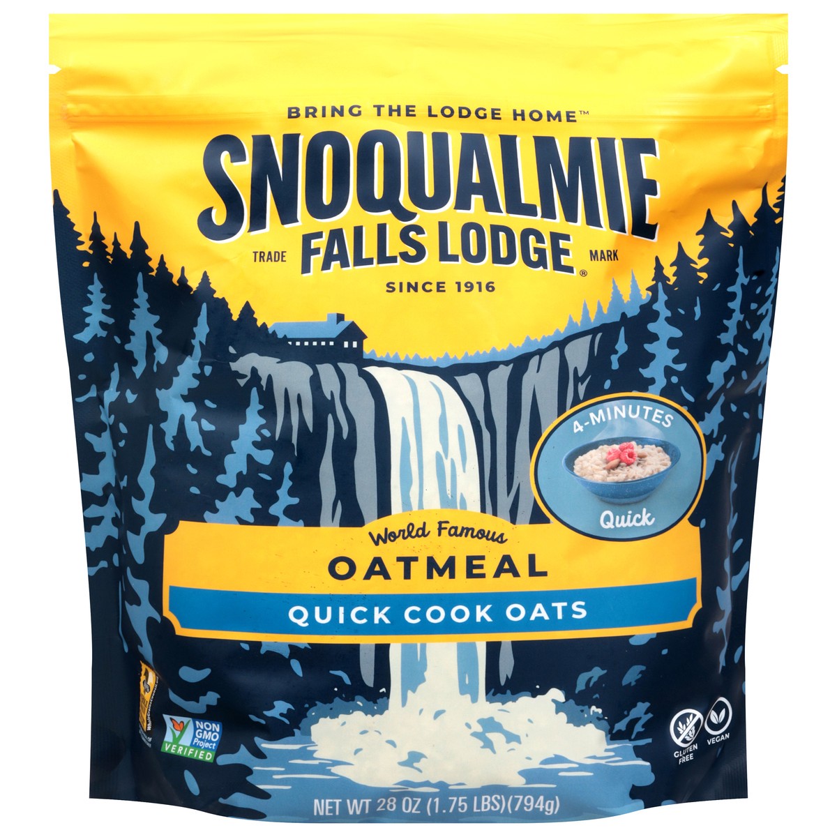 slide 1 of 4, Snoqualmie Falls Lodge Quick Cooking Oatmeal 28 oz, 28 oz