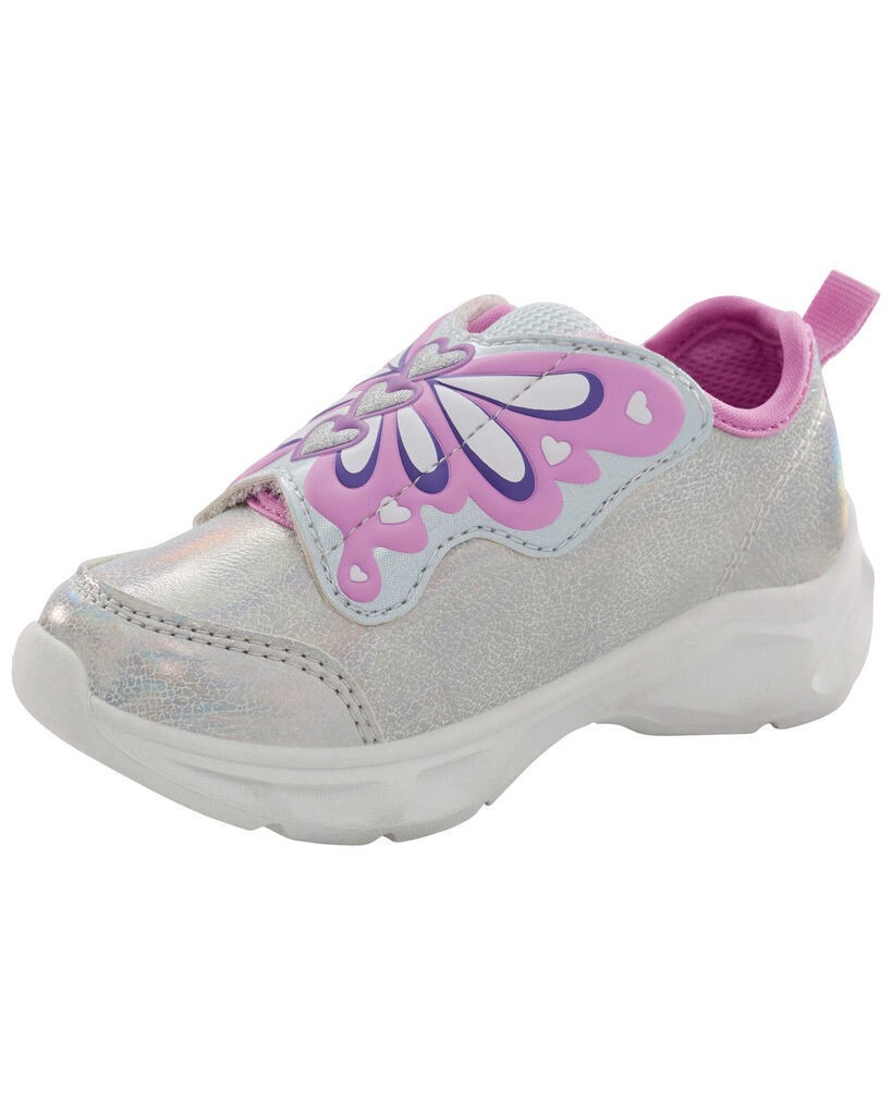 slide 2 of 7, Carter's Toddler Butterfly Light-Up Sneakers Grey 9, 1 ct