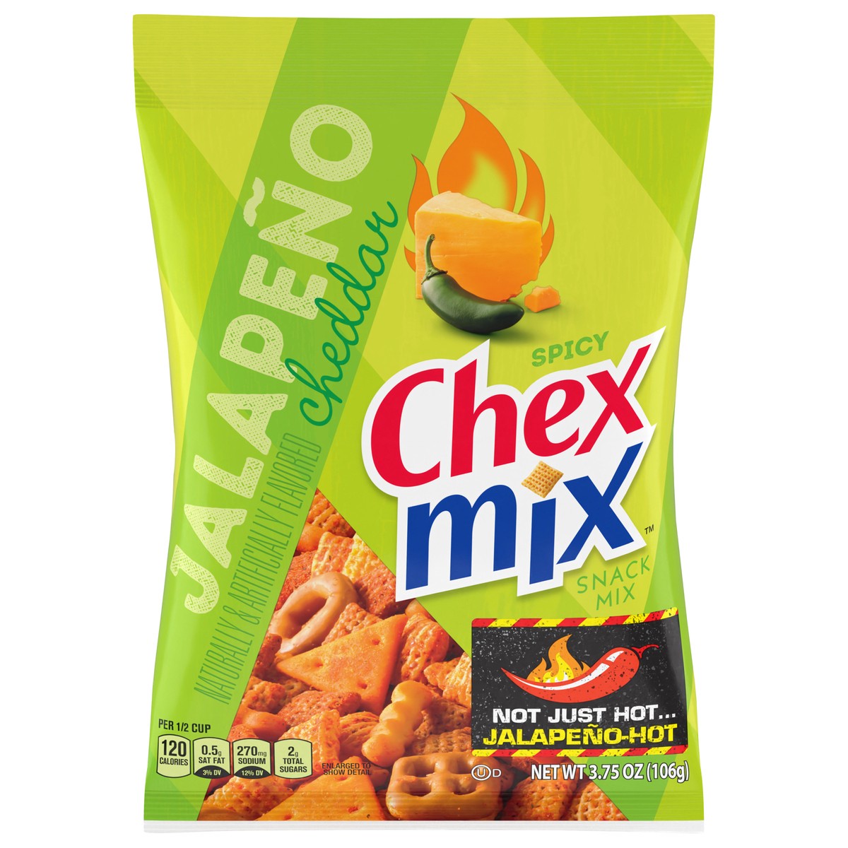 slide 1 of 14, Chex Mix Spicy Snack Mix, Jalapeno Cheddar, 3.75 oz Bag, 3.75 oz