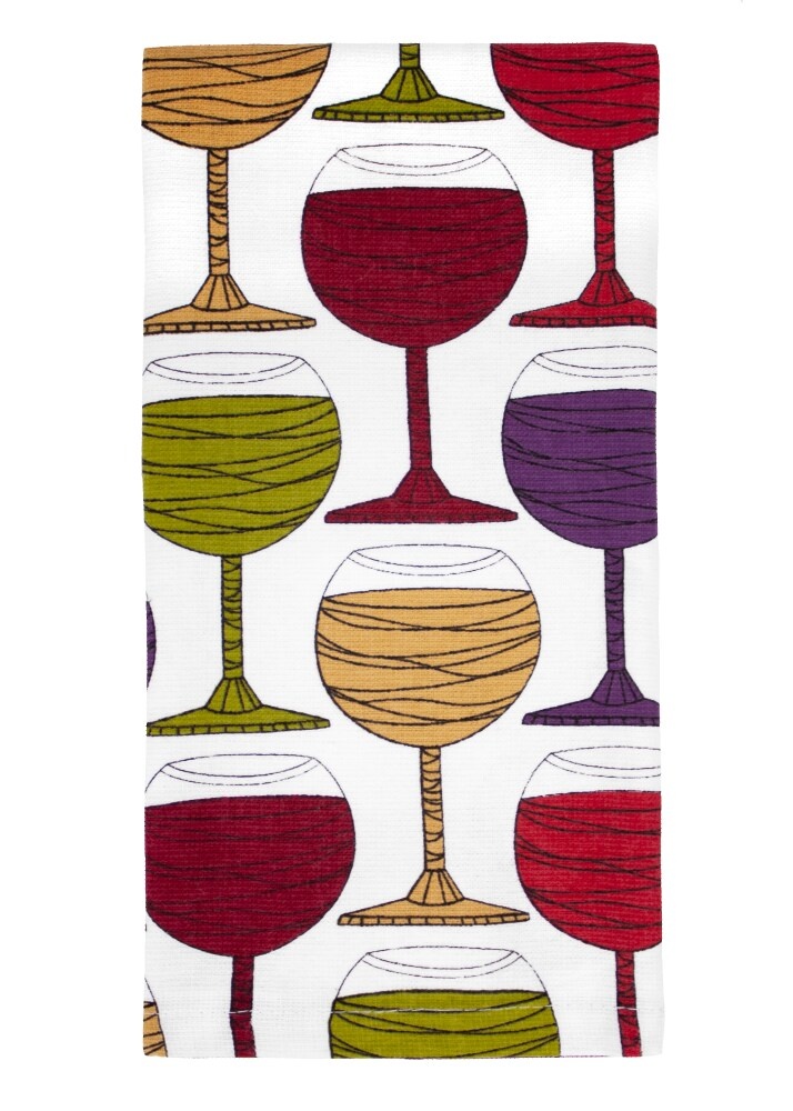 slide 1 of 1, Ritz Wine Glasses Print Dual Kitchen Towel, 1 ct