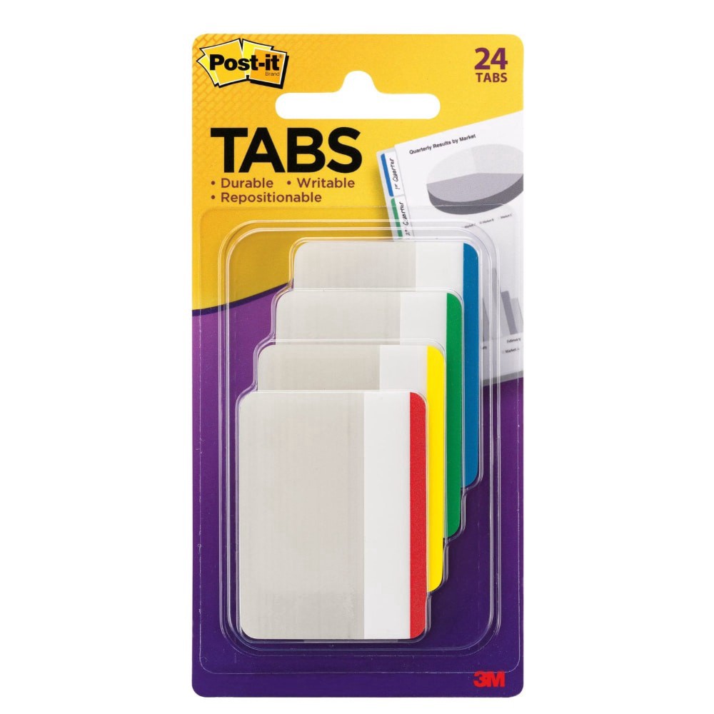 slide 2 of 2, Post-It Durable Tabs - Assorted Brights, 4 ct