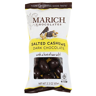 slide 1 of 3, MARICH Dark Chocolate Salted Cashews, 2.3 oz