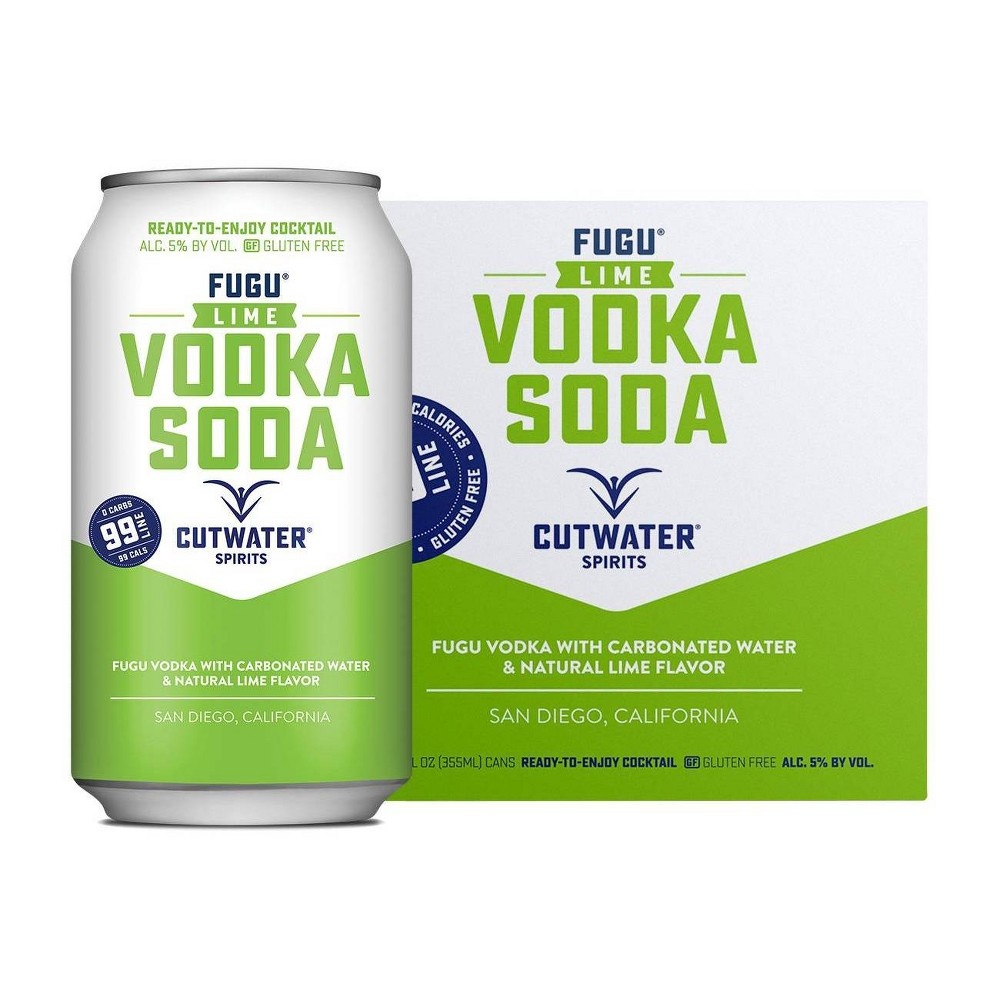 slide 3 of 3, Cutwater Spirits Cutwater Fugu Lime Vodka Soda Cocktail, 4 ct; 12 oz