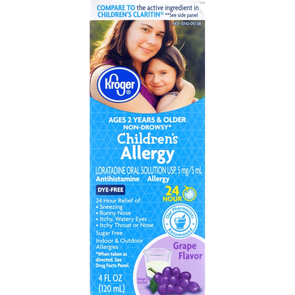 slide 1 of 1, Kroger Grape Flavor Childrens Allergy Relief Liquid, 118 ml