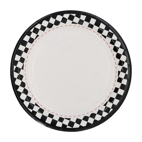 slide 1 of 2, 9" Black & White Checker Dinner Plates, 10ct. By Celebrate It, 10 ct