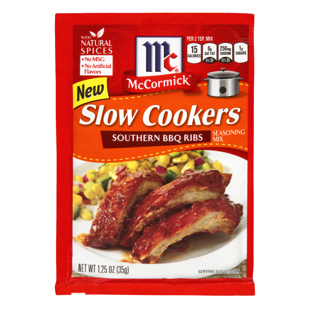 slide 1 of 1, McCormick Slow Cookers Southern Barbecue Ribs Seasoning Mix, 1.25 oz