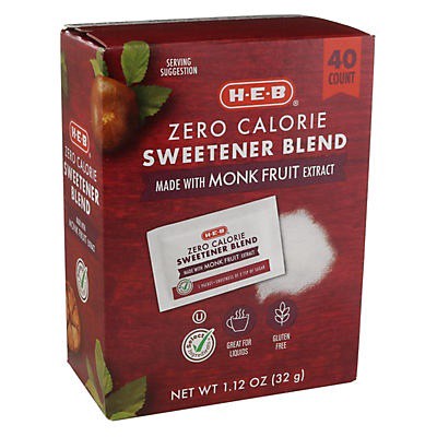 slide 1 of 1, H-B Zero Calorie Sweetener Blend Monk Fruit Packets - 40 ct, 40 ct
