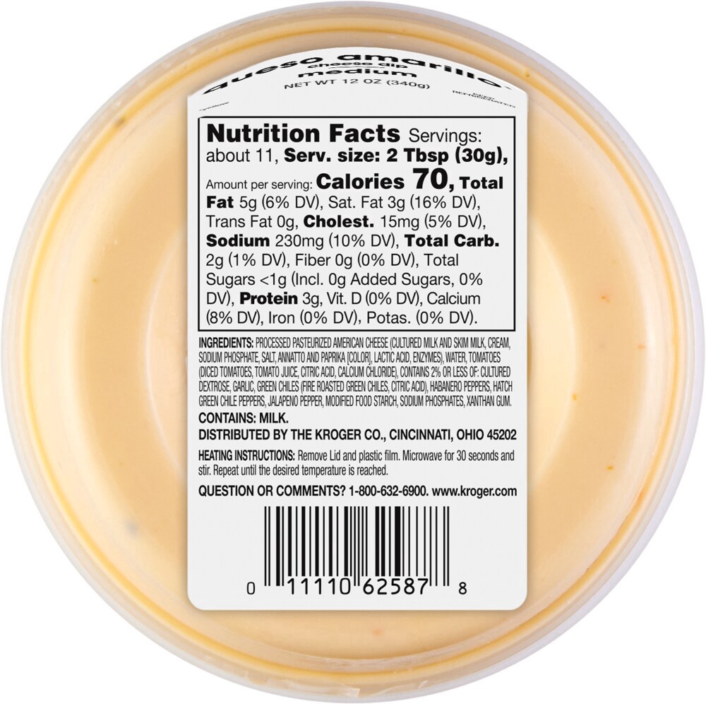 slide 3 of 3, Kroger Medium Queso Amarillo Cheese Dip - 12 oz, 12 oz