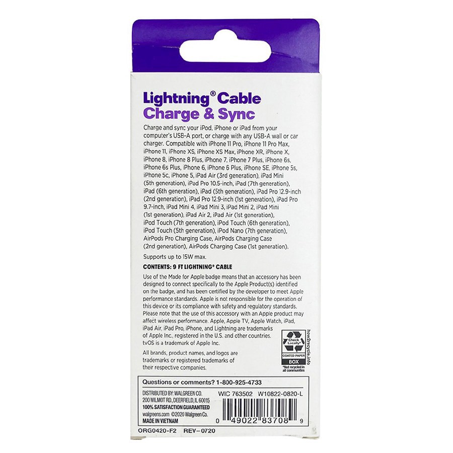 slide 2 of 3, Infinitive Lightning Cable 9 ft, 1 ct