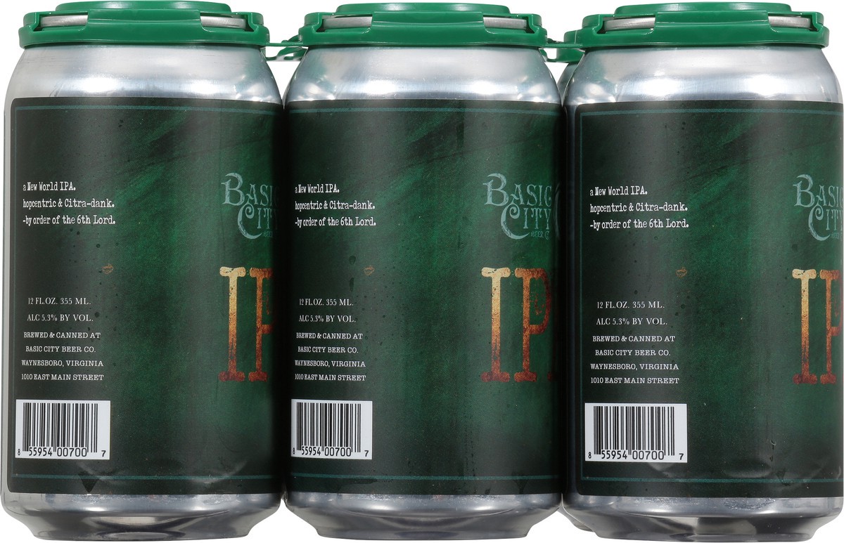 slide 7 of 11, Basic City Beer Co IPA Sixth Lord Beer 6 - 12 fl oz Cans, 6 ct