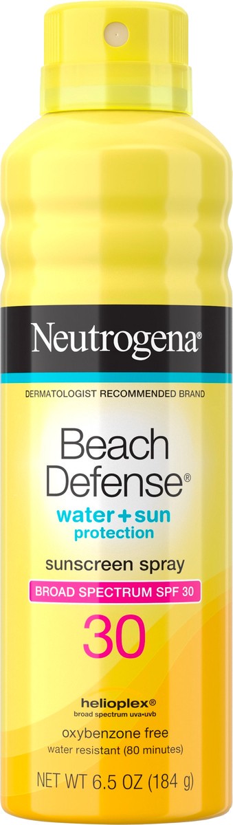 slide 5 of 6, Neutrogena Beach Defense Sunscreen Spray SPF 30 Water-Resistant Sunscreen Body Spray with Broad Spectrum SPF 30, PABA-Free, Oxybenzone-Free & Fast-Drying, Superior Sun Protection, 6.5 oz, 6.5 oz