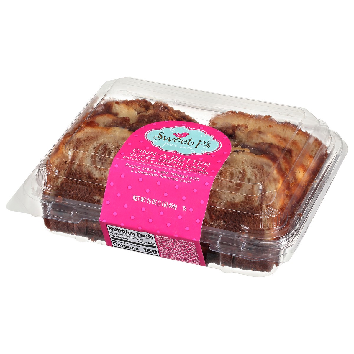 slide 2 of 9, Sweet P's Bake Shop Sliced Cinn-a-Butter Creme Cake 16 oz, 16 oz