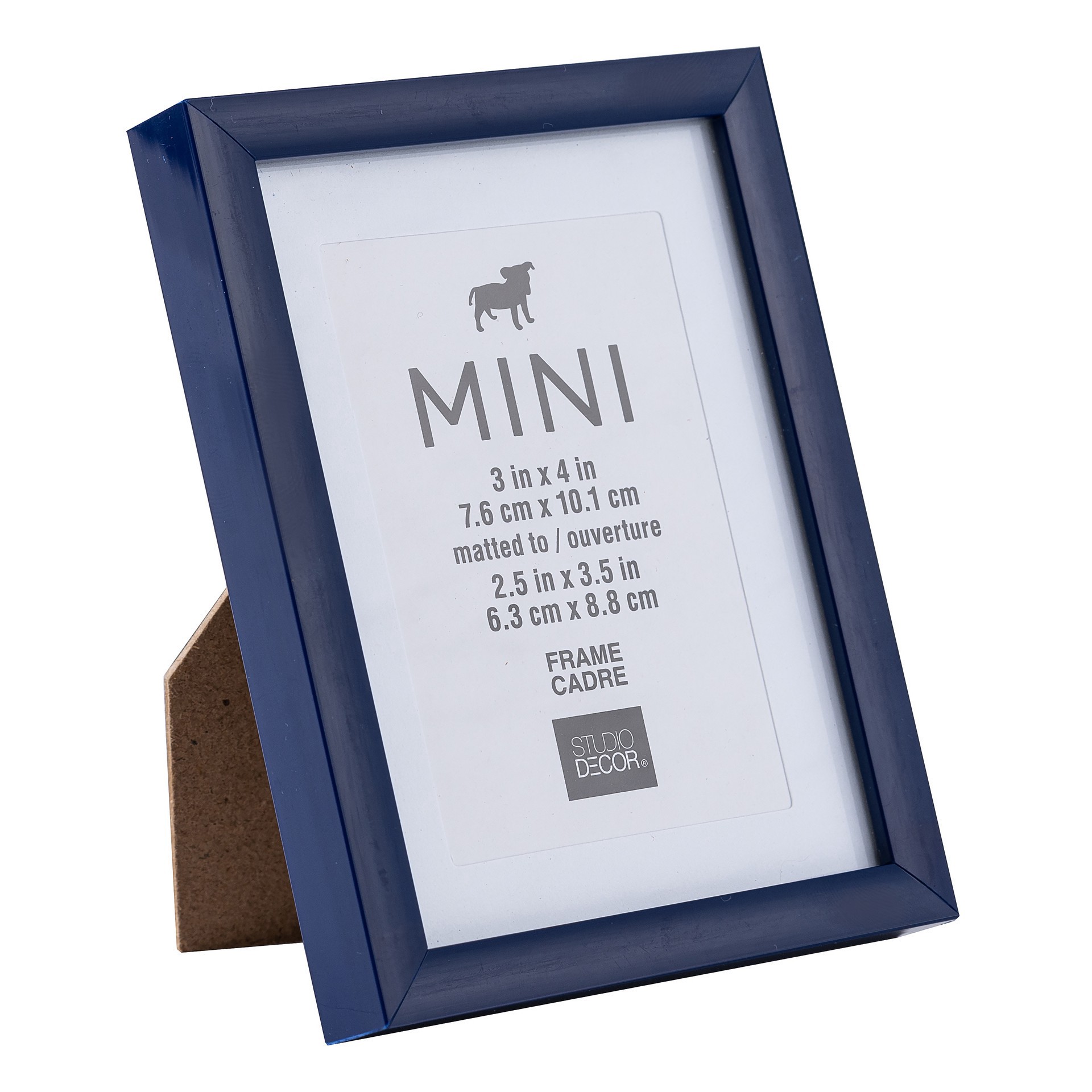 slide 5 of 5, Dark Blue Mini Frame With Mat By Studio Decor, 4.4 in x 3.34 in x 0.55 in