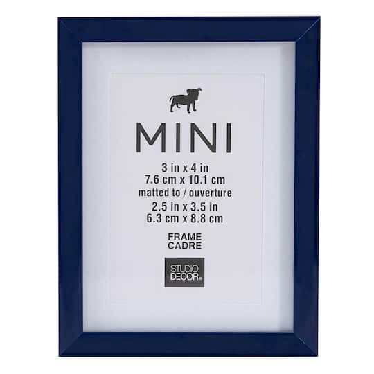 slide 1 of 5, Dark Blue Mini Frame With Mat By Studio Decor, 4.4 in x 3.34 in x 0.55 in