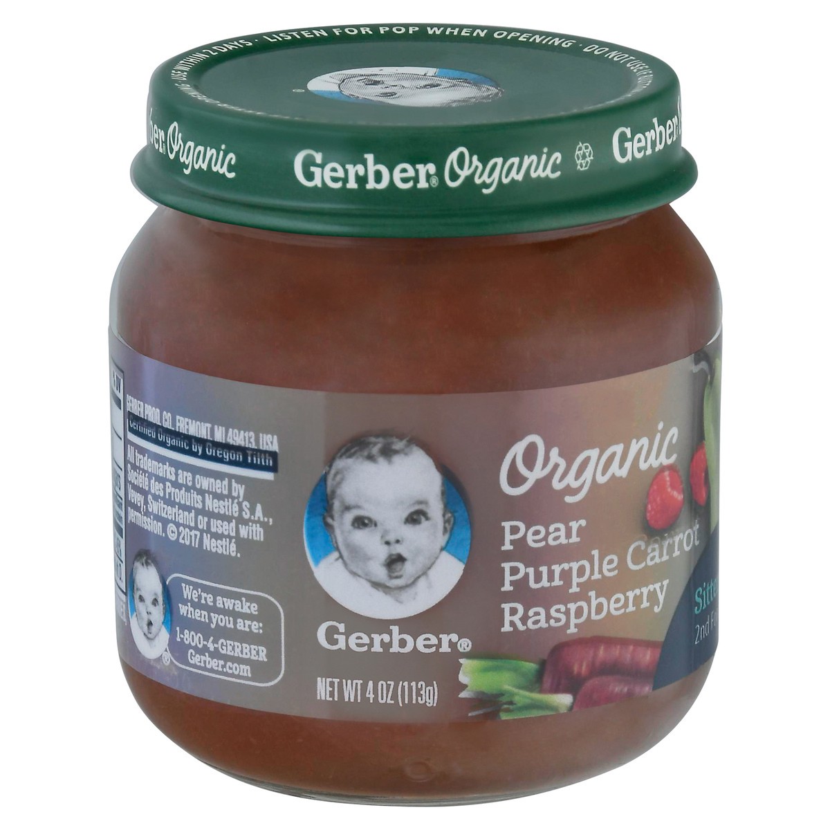 slide 3 of 11, Gerber Organic 2nd Foods Pear Purple Carrot & Raspberry, 4 oz