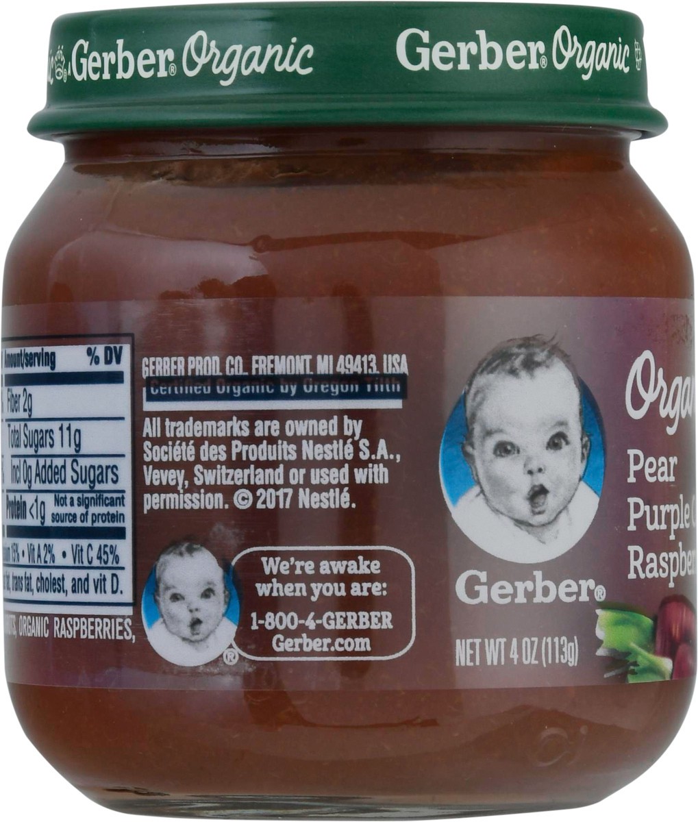 slide 10 of 11, Gerber Organic 2nd Foods Pear Purple Carrot & Raspberry, 4 oz