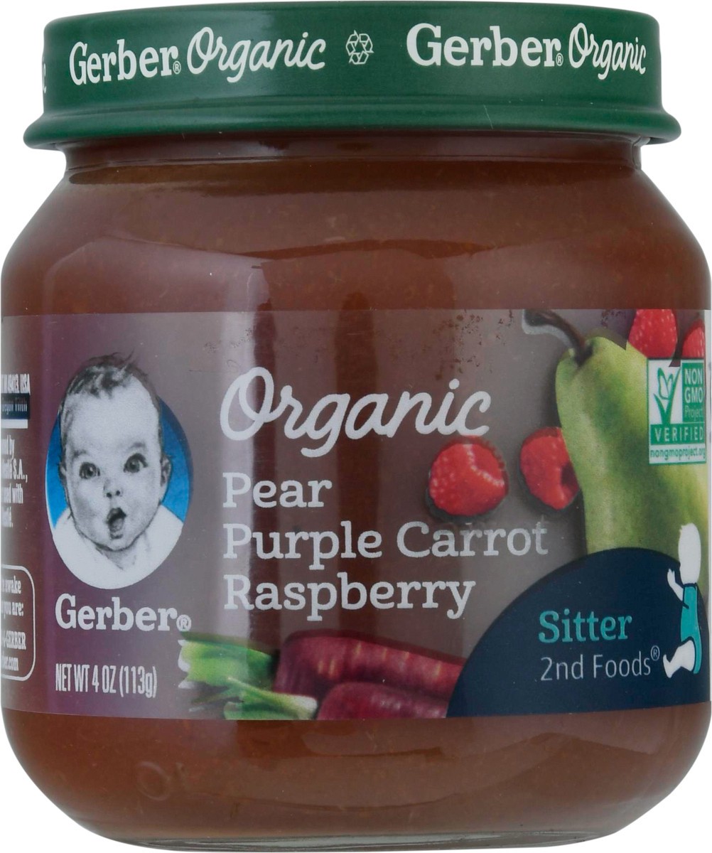 slide 9 of 11, Gerber Organic 2nd Foods Pear Purple Carrot & Raspberry, 4 oz