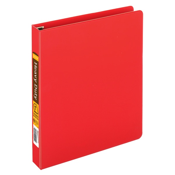 slide 1 of 5, Office Depot Brand Heavy-Duty D-Ring Binder, 1'' Rings, Red, 1 ct