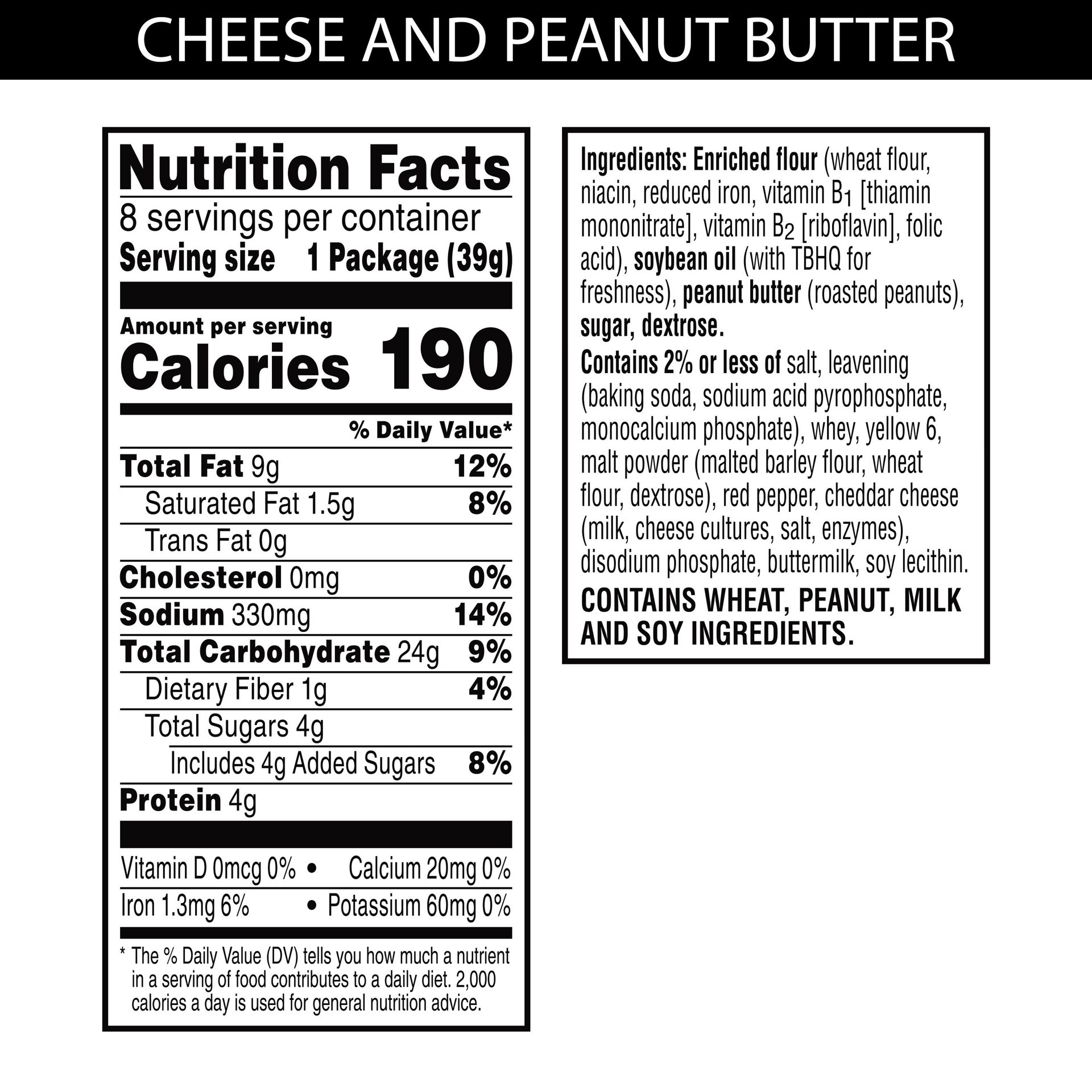 slide 4 of 5, Austin Sandwich Crackers, Single Serve Snack Crackers, Office and Kids Snacks, Peanut Butter on Cheese, 11oz Tray, 8 Packs, 11 oz