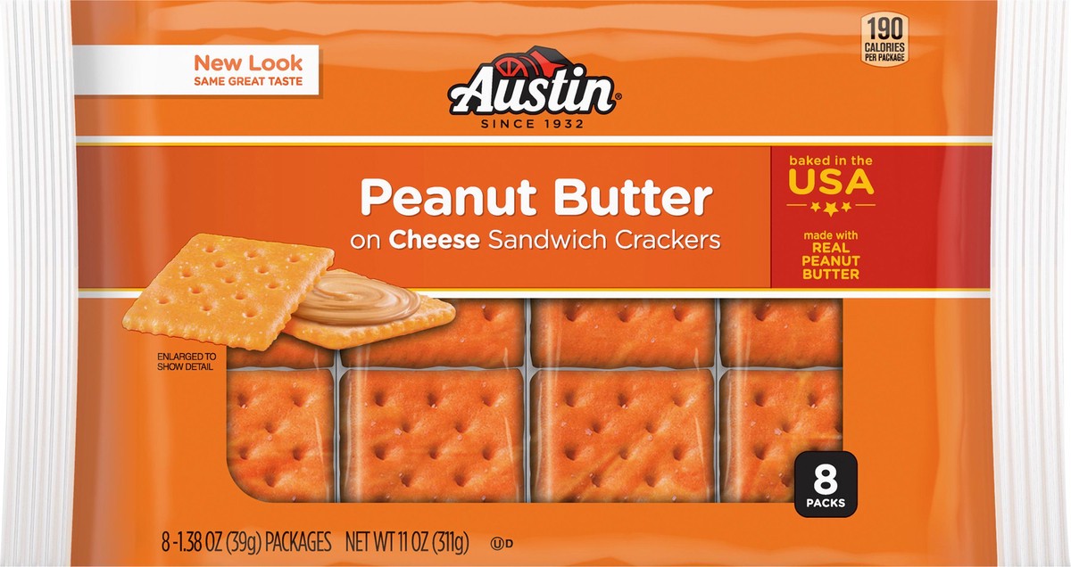 slide 1 of 5, Austin 8 Pack Peanut Butter on Cheese Sandwich Crackers 8 - 1.38 oz Packages, 8 ct