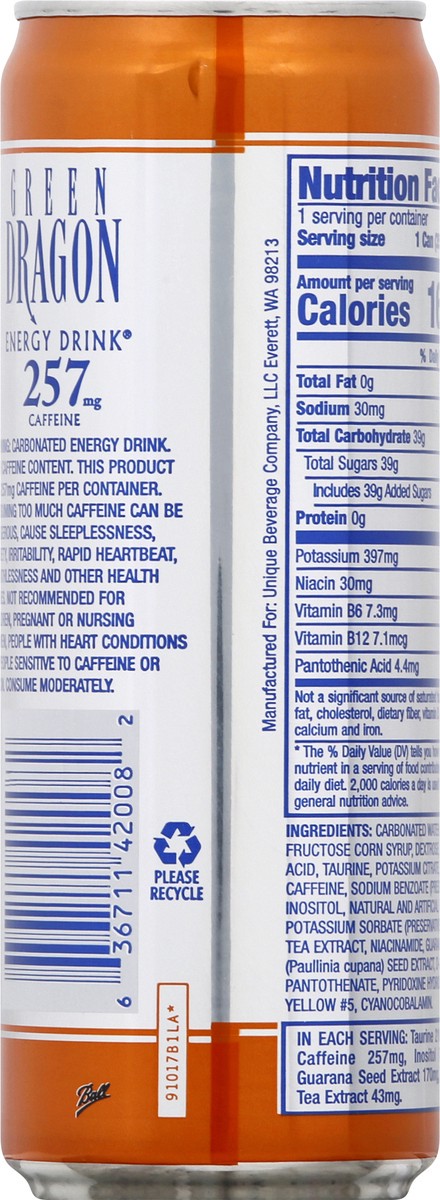 slide 5 of 9, Green Dragon Extreme Caffeine Energy Drink - 12 oz, 12 oz