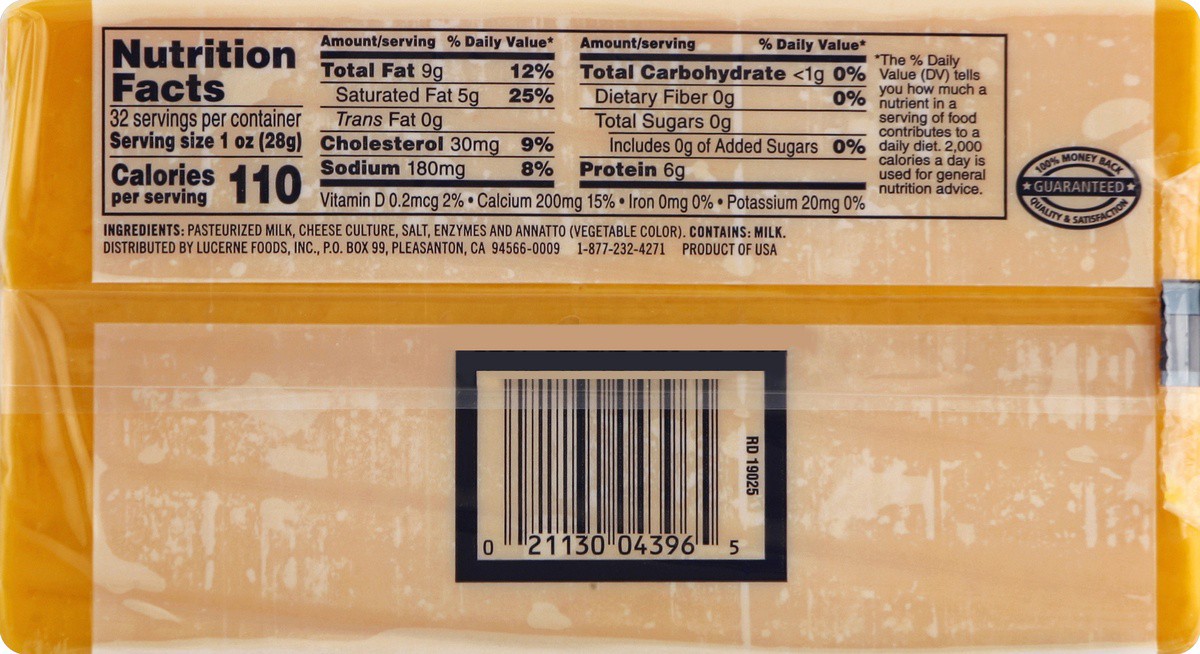 slide 2 of 7, Lucerne Dairy Farms Cheese Natural Mild Cheddar, 32 oz