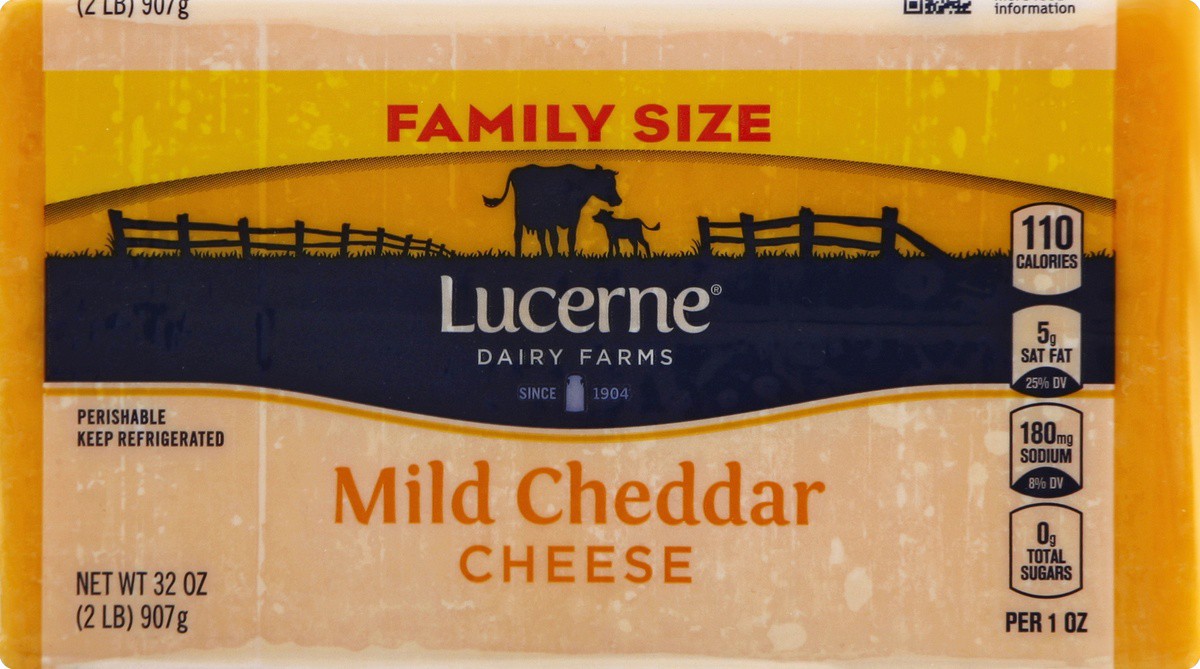 slide 4 of 7, Lucerne Dairy Farms Cheese Natural Mild Cheddar, 32 oz