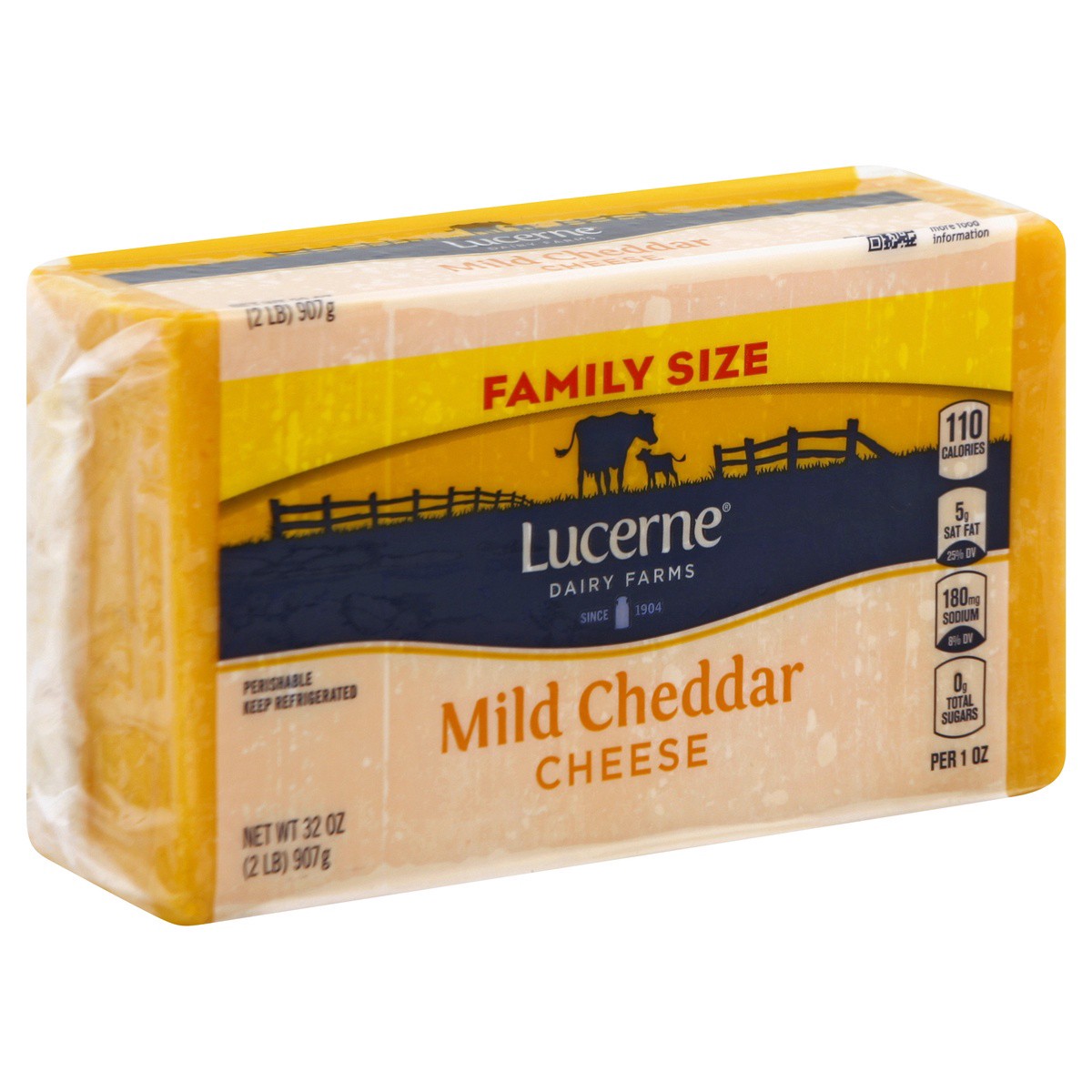 slide 1 of 7, Lucerne Dairy Farms Cheese Natural Mild Cheddar, 32 oz