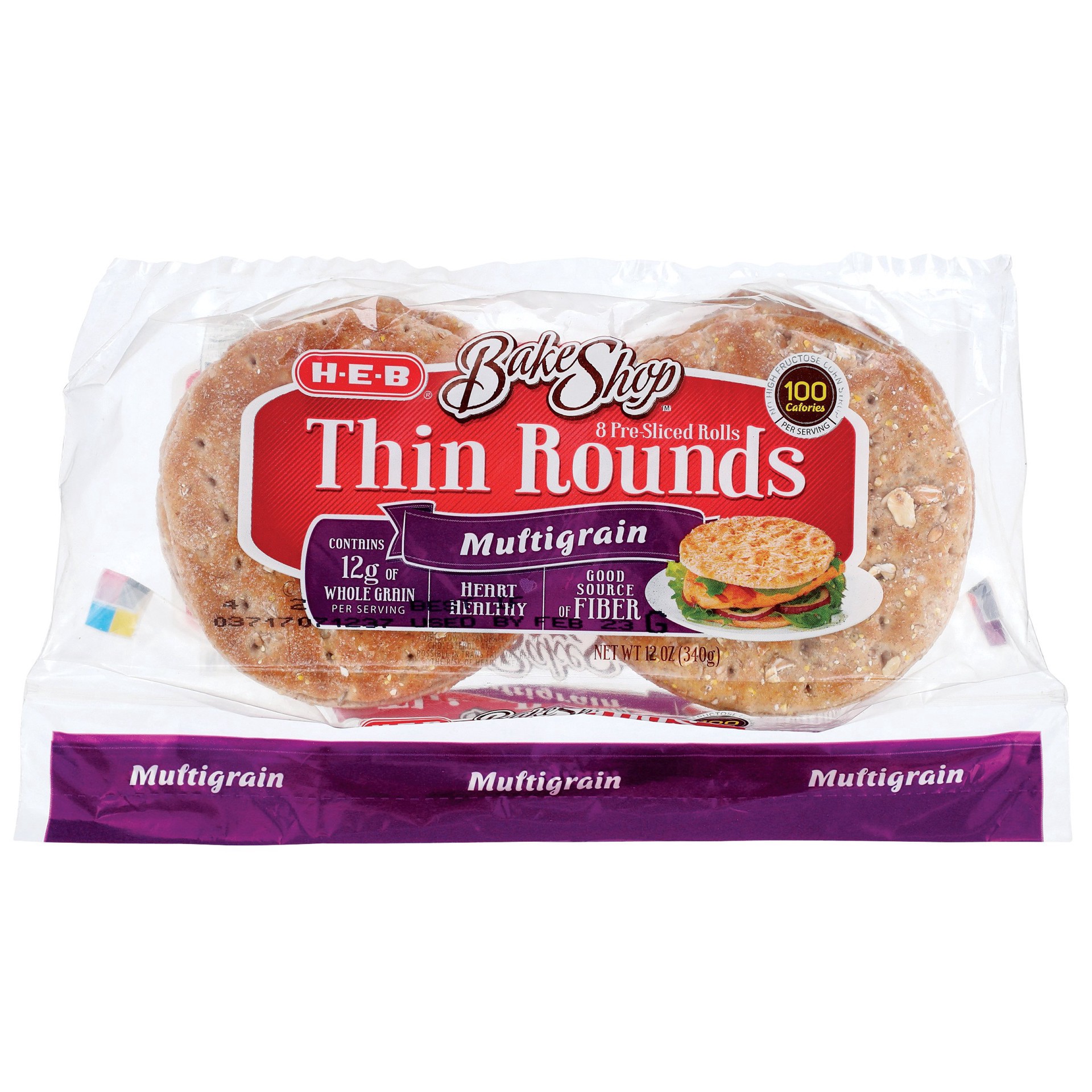 slide 1 of 1, H-E-B Bake Shop Multigrain Thin Rounds, 8 ct