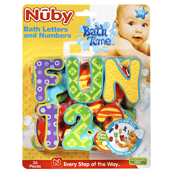 slide 1 of 2, Nuby BathTime Bath Letters and Numbers, 1 ct