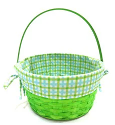 HH 10 in Lined Bamboo Basket - Green