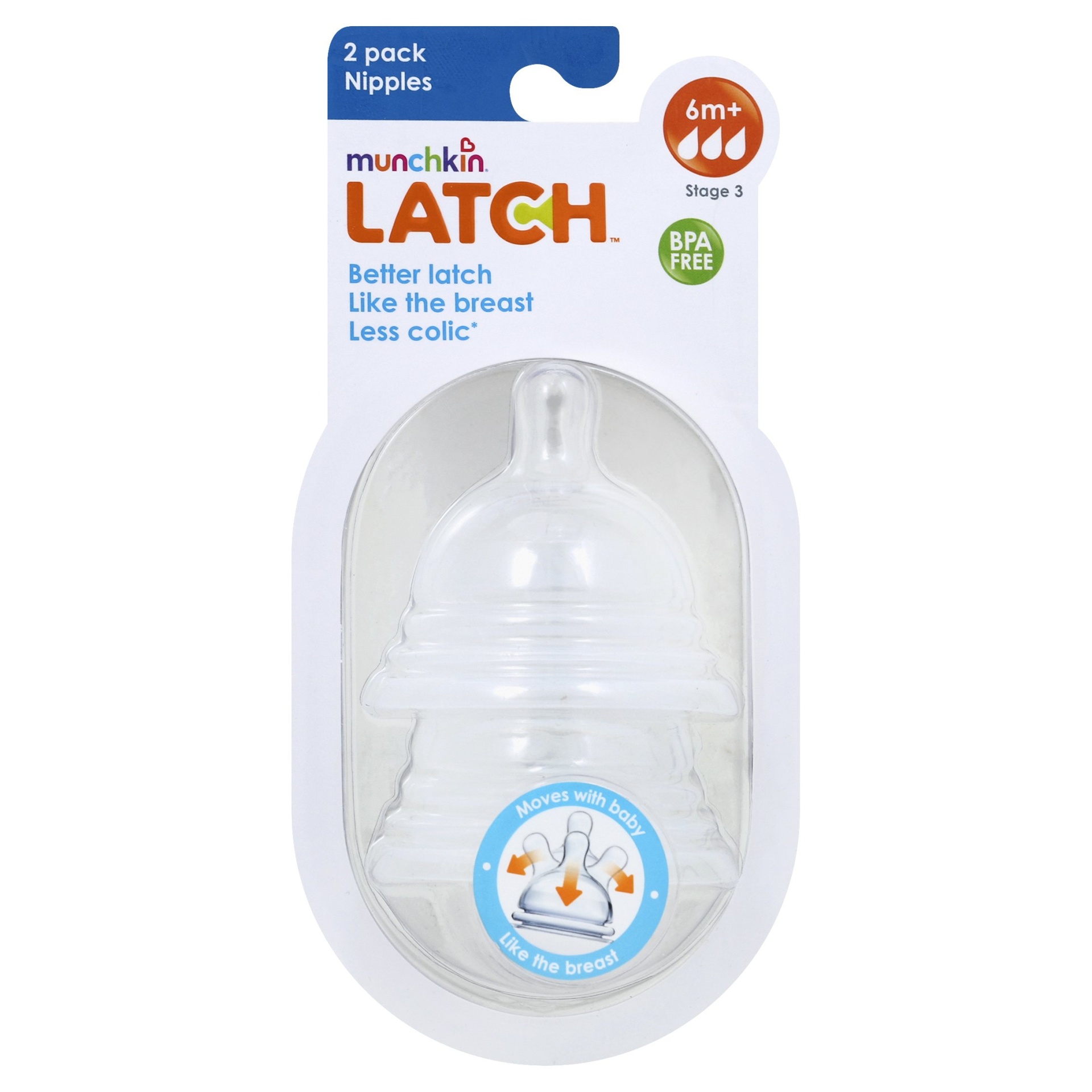 slide 1 of 5, Munchkin LATCH Stage 3 Nipple, 6+ Months, 2 ct