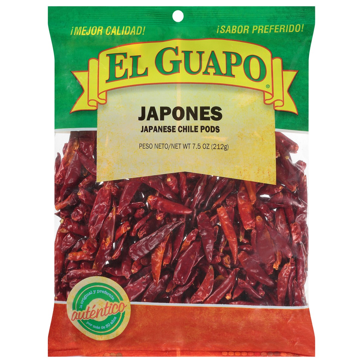 slide 1 of 5, El Guapo Whole Japanese Chili Peppers (Chile Japones Entero), 7.5 oz, 7.5 oz