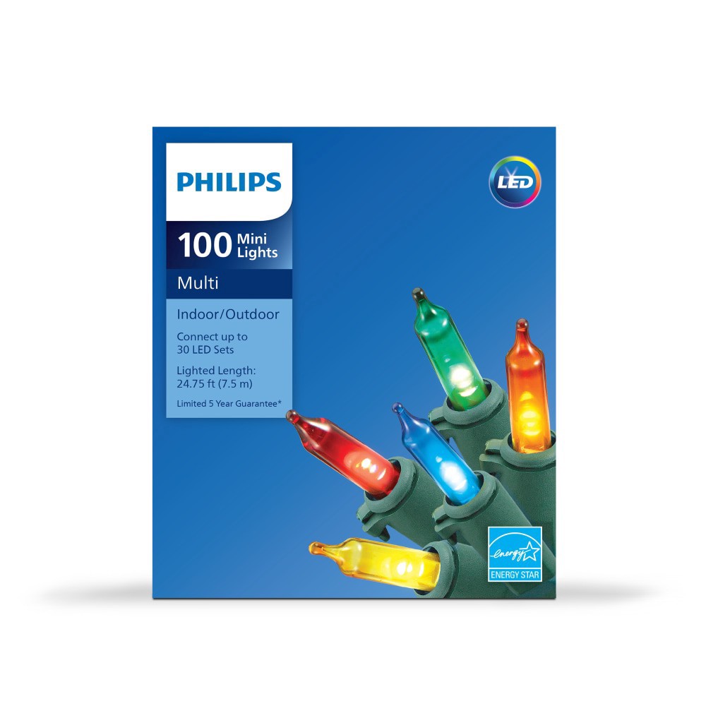 slide 5 of 6, Philips LED 100 Mini Lights, Multi, 24.7 ft