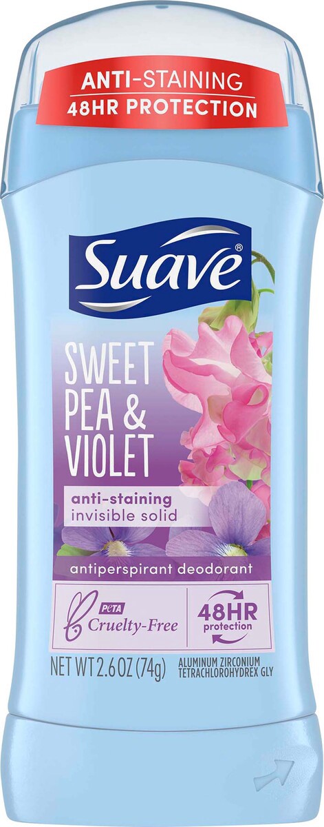 slide 2 of 5, Suave Deodorant Antiperspirant Deodorant Stick Sweet Pea and Violet, 2.6 oz, 2.6 oz