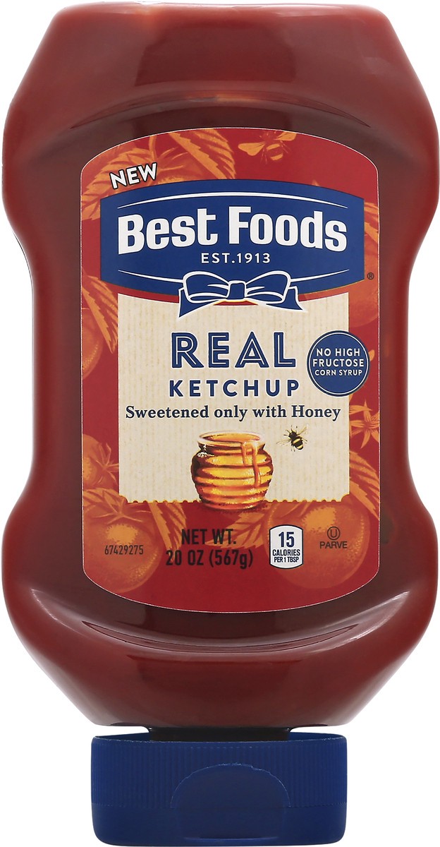 slide 2 of 10, Best Foods Real Ketchup Sweetened Only with Honey, 20 oz, 20 oz