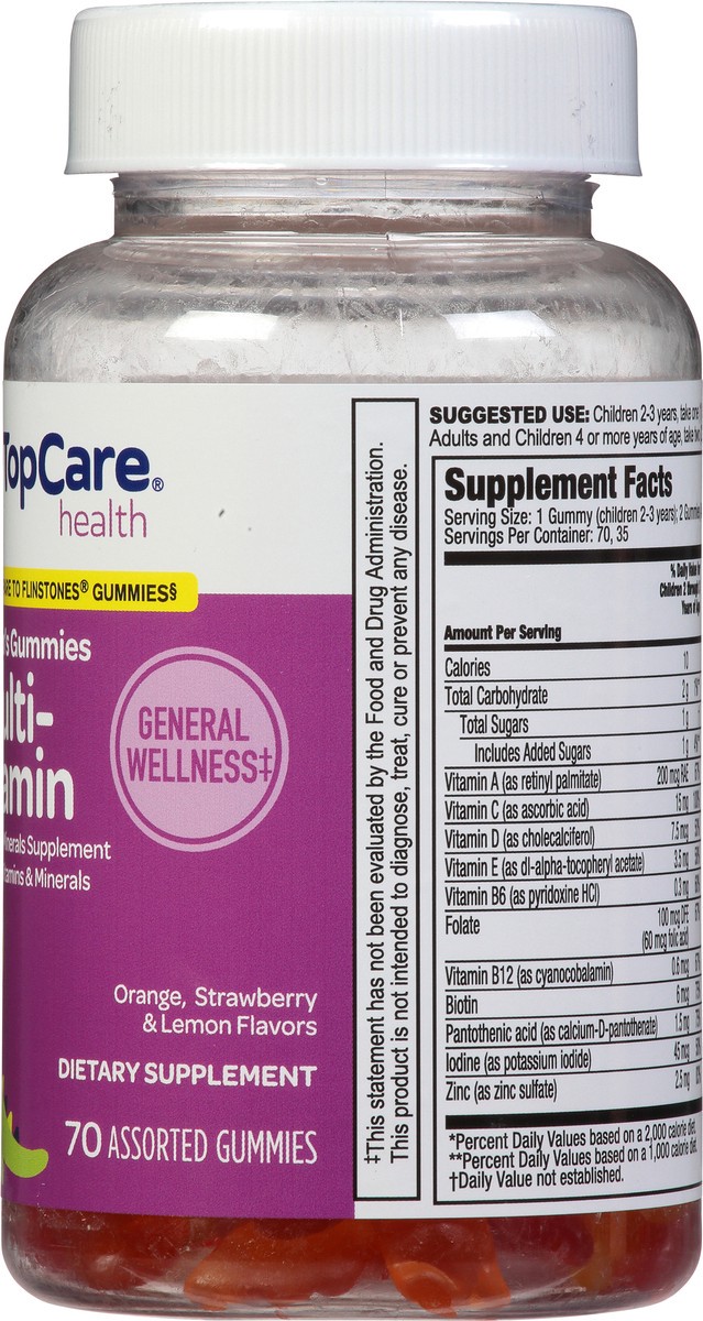 slide 2 of 9, TopCare Health Children's Orange, Strawberry & Lemon Flavors Multi-Vitamin 70 Gummies, 70 ct
