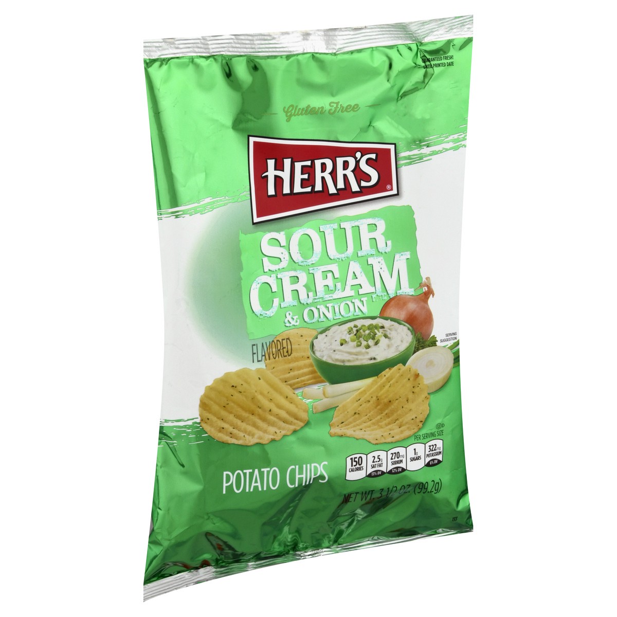 slide 2 of 12, Herr's Gluten Free Sour Cream & Onion Flavored Potato Chips 3.5 oz, 3.5 oz