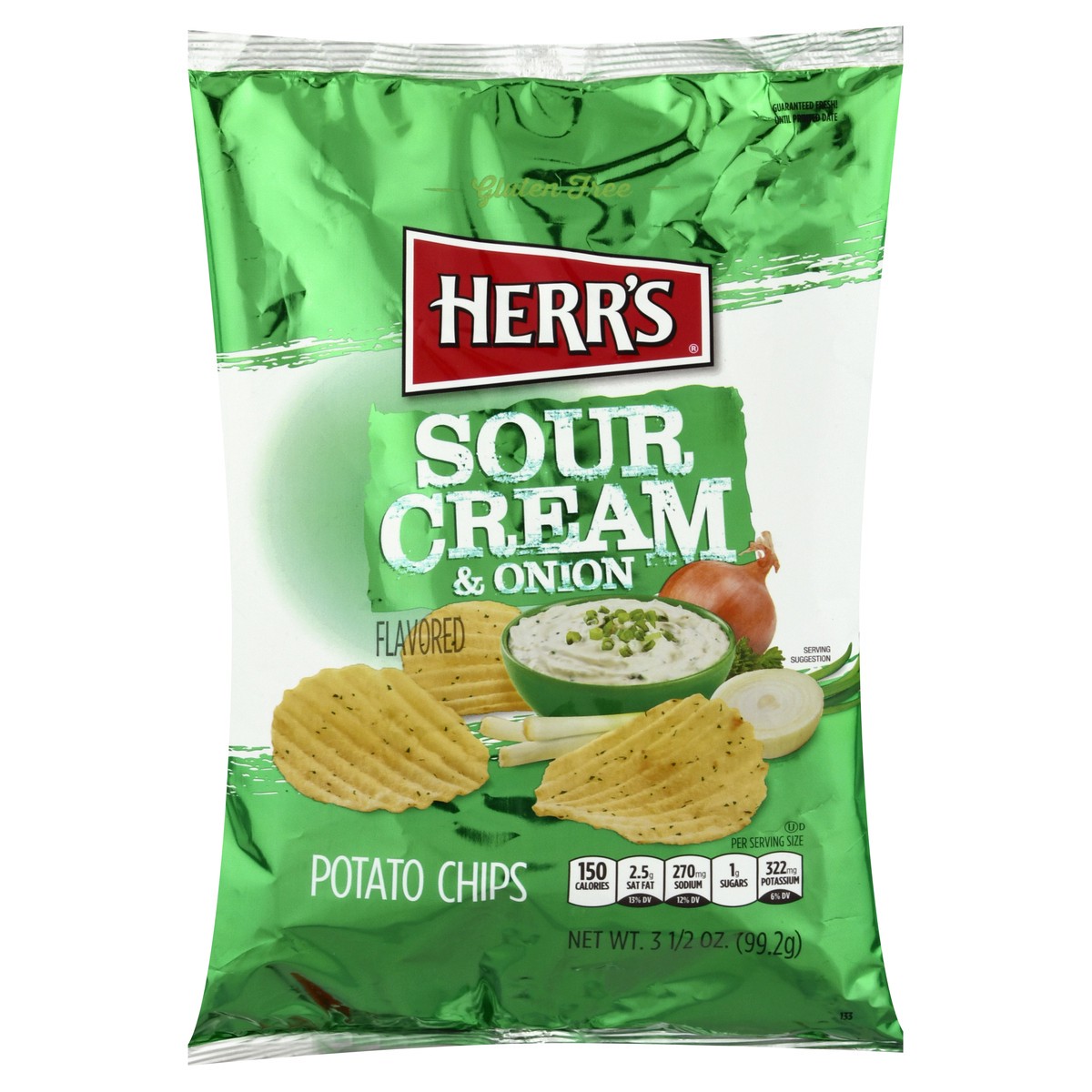 slide 5 of 12, Herr's Gluten Free Sour Cream & Onion Flavored Potato Chips 3.5 oz, 3.5 oz