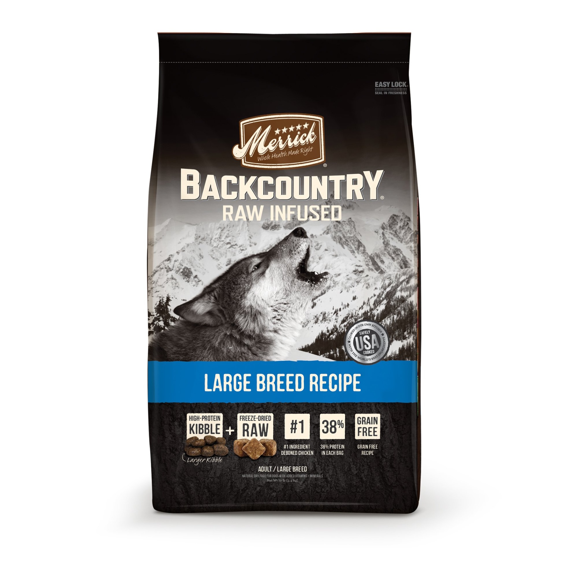 slide 1 of 1, Merrick Backcountry Grain Free Large Breed Dry Dog Food, 12 lb