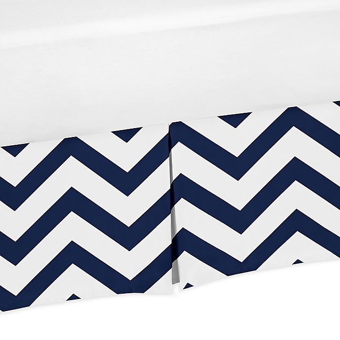 slide 1 of 1, Sweet Jojo Designs Chevron Crib Skirt - Blue/White, 1 ct