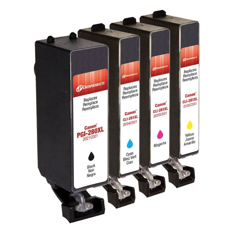 slide 3 of 3, Dataproducts Remanufactured Black/Cyan/Magenta/Yellow 4-Pack XL High Yield Ink Cartridges - Compatible with Canon PGI-280XL/CLI-281XL Ink Series - Dataproducts, 1 ct
