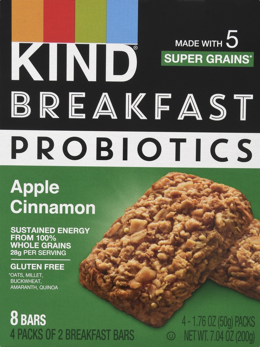 slide 6 of 13, KIND Breakfast 4 Packs Apple Cinnamon Probiotic Bars 4 ea, 4 ct